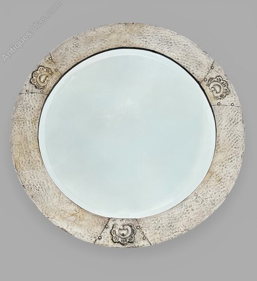 Art Nouveau Circular Silvered Mirror