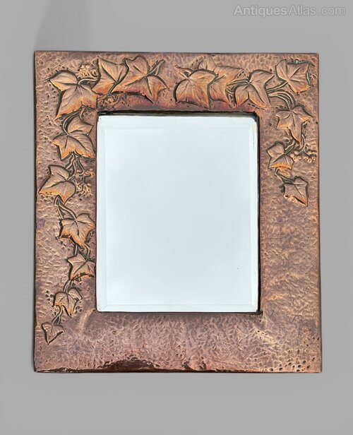Arts & Crafts Copper Leaf & Berry Mirror