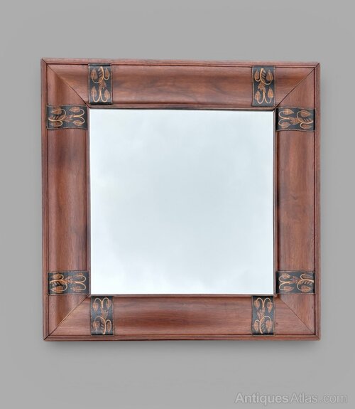 Arts & Crafts Inlaid Mahogany Wall Mirror