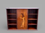 Arts & Crafts Inlaid Wall Cabinet Monk Reading