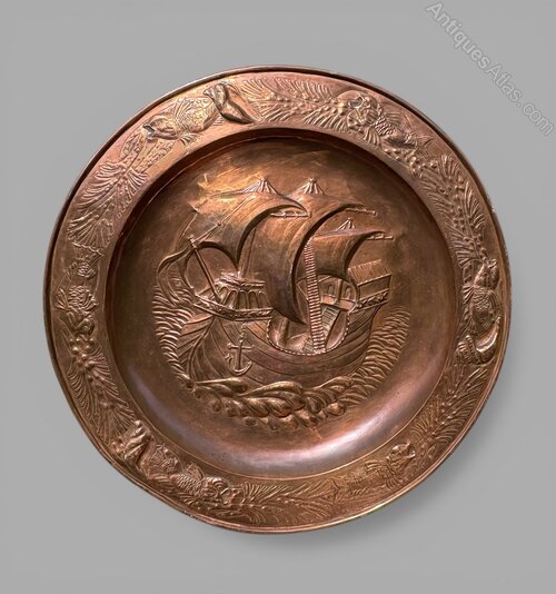 Arts & Crafts Morecambe HEC Copper Charger