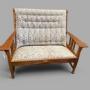 Arts & Crafts Oak Two Seat Sofa Reupholstered