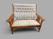 Arts & Crafts Oak Two Seat Sofa Reupholstered