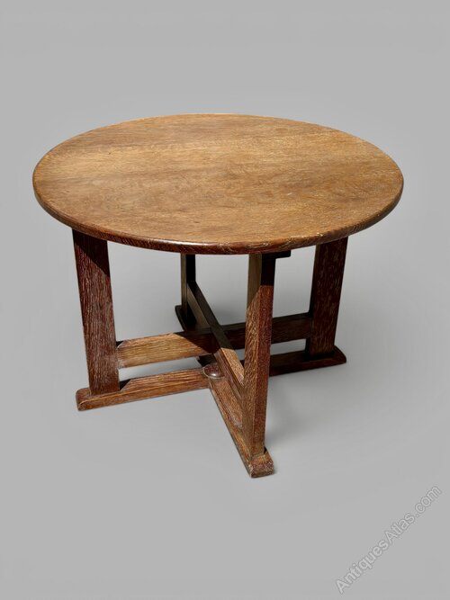 Heals Arts & Crafts Limed Oak Low Circular Table