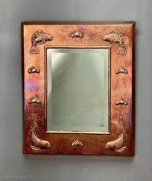 J  & F Pool Cornish Arts & Crafts Copper Mirror