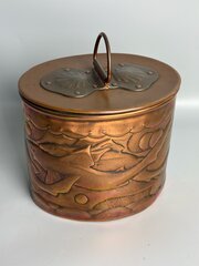 Newlyn Arts & Crafts Copper Biscuit Box Dogfish 