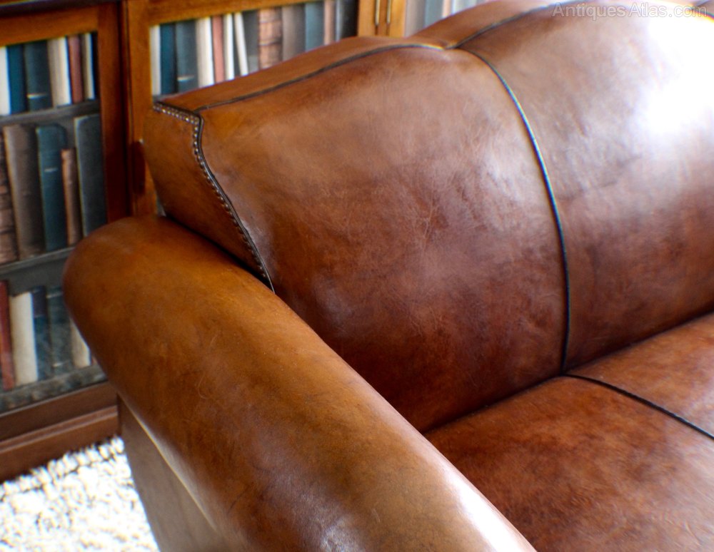 Art Deco French Leather Moustache Back Sofa Bed Antiques Atlas