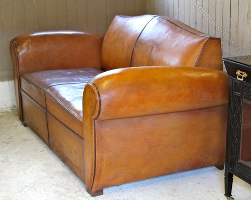 Vintage Art Deco French Leather Moustache Sofa Bed Antiques Atlas Vintage Art Deco French Leather Moustache Sofa Bed