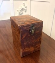 Antique Amboyna Wood Travelling Tea Caddy