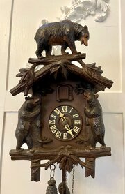  Antique Black Forest Carved Bear Cuckoo Clock