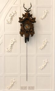 Antique Black Forest Carved Walnut Cuckoo Clock