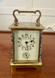 Antique Brass & Champleve Enamelled Carriage Clock