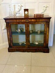 Antique Burr Walnut Inlaid Display Cabinet