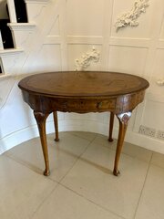 Antique Burr Walnut Oval Shaped Writing Table 