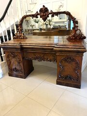 Antique Carved Mahogany Mirror Back Sideboard