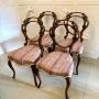 Antique Carved Walnut Balloon Back Dining Chairs