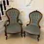 Antique Carved Walnut Ladies and Gentlemens Chairs