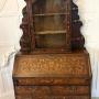 Antique Dutch Marquetry Walnut Bureau Bookcase 