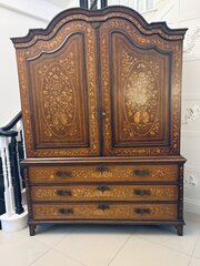  Antique Dutch Walnut Cabinet Linen Press