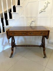 Antique Edwardian Figured Mahogany Sofa / Side Table