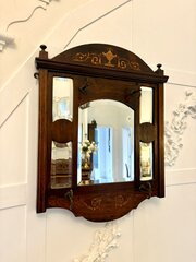 Antique Edwardian Quality Rosewood Hall Mirror