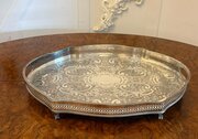 Antique Edwardian Silver Plated Engraved Tea Tray 