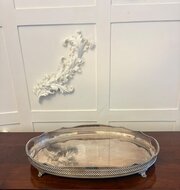 Antique Edwardian Silver Plated Gallery Tea Tray