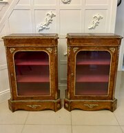 Antique Exceptional Pair Of Walnut Pier Cabinets
