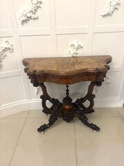 Antique Exceptional Quality Burr Walnut Card Table