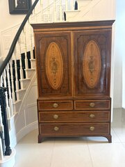 Antique Georgian Mahogany Satinwood Wardrobe