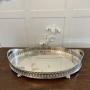 Antique Large Silver Plated Oval Cocktail Tray