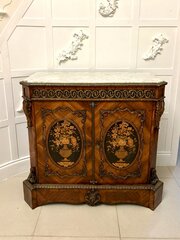  Antique Louis XVI Style Marble-Top Side Cabinet