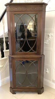  Antique Mahogany Astragal Glazed Corner Cabinet