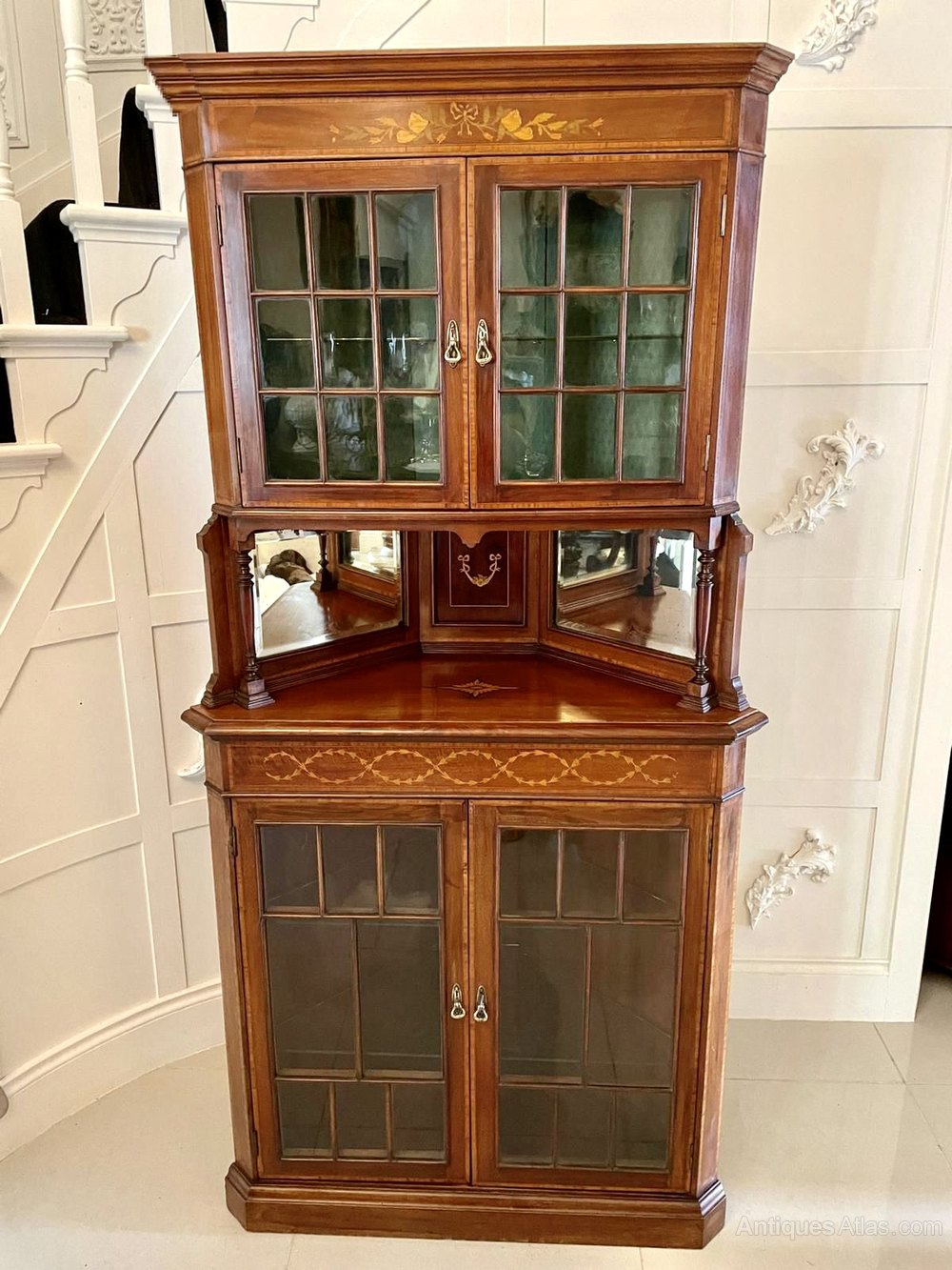 Antique Mahogany Inlaid Corner Display Antiques Atlas