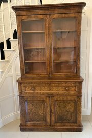 Antique Outstanding Quality Burr Walnut Bookcase