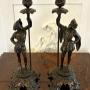 Antique Pair French Figural Spelter Candlesticks