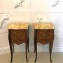 Antique Pair French Marble Top Bedside Tables