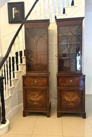 Antique Pair Mahogany Astragal Glazed Bookcases