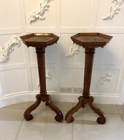  Antique Pair Of Dutch Walnut Pedestal Torcheres