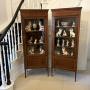 Antique Pair of Inlaid Mahogany Display Cabinets