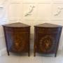Antique Pair of Mahogany Inlaid Corner Cabinets