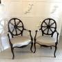 Antique Pair of Mahogany Spider Web Desk Chairs