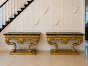 Antique Pair Of Monumental Italian Console Tables