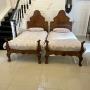 Antique Pair of Quality Carved Walnut Single Beds
