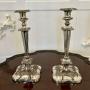  Antique Pair of Tall Silver-Plated Candlesticks