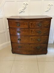 Antique Quality Bow Front Chest Of 5 Drawers