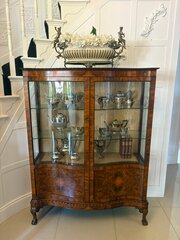 Antique Quality Burr Walnut Display Cabinet
