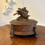 Antique Quality Carved Walnut Oval Jewellery Box