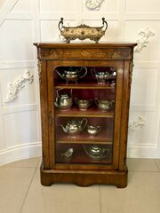  Antique Quality Inlaid Burr Walnut Pier Cabinet