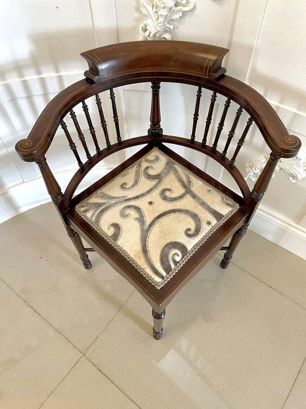 Antique Quality Mahogany Inlaid Corner Chair Antiques Atlas